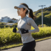 紫外線対策をしながらランニングをする女性