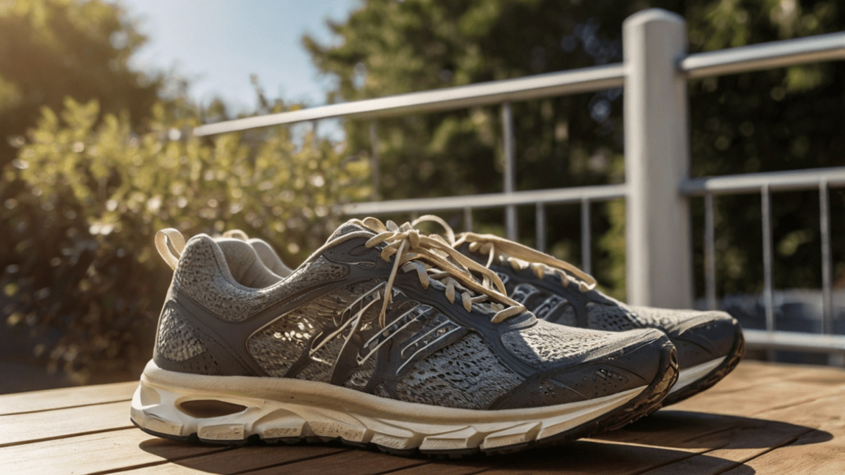 シューズを天日干し