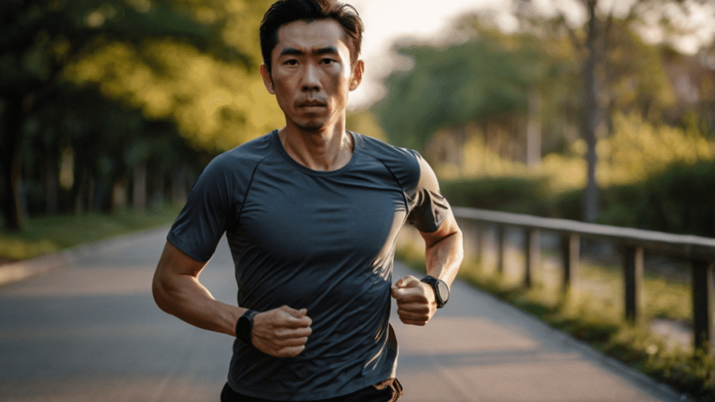 腕時計をつけて走るランナー②