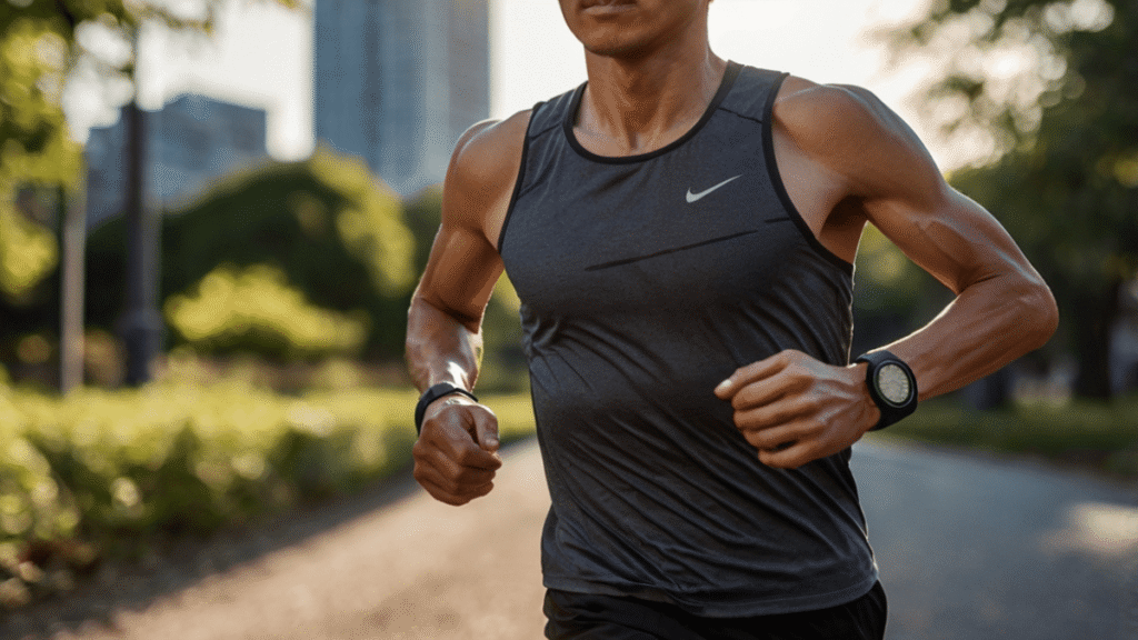 腕時計をつけて走るランナー①