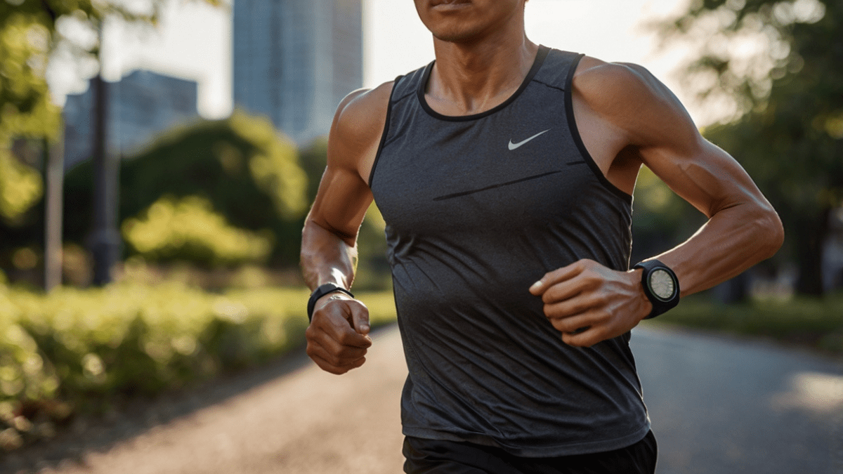 腕時計をつけて走るランナー①