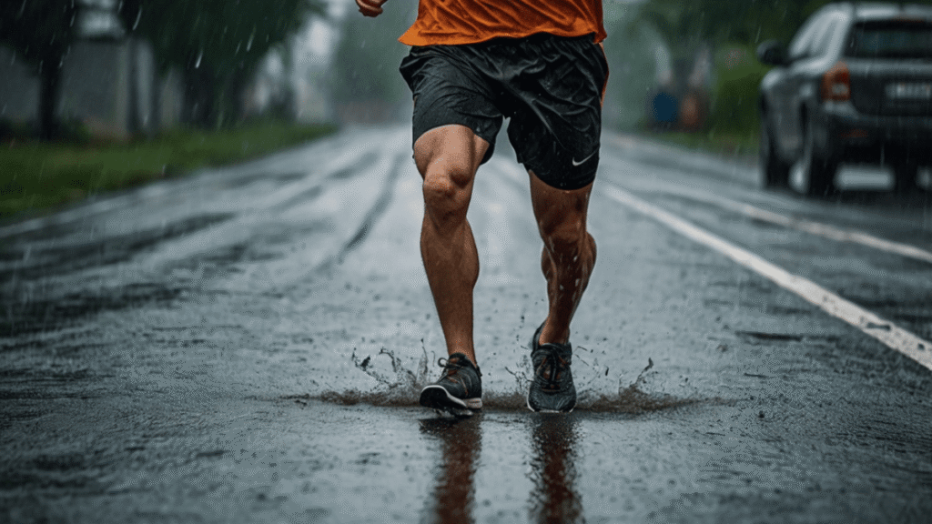 雨の中ランニング