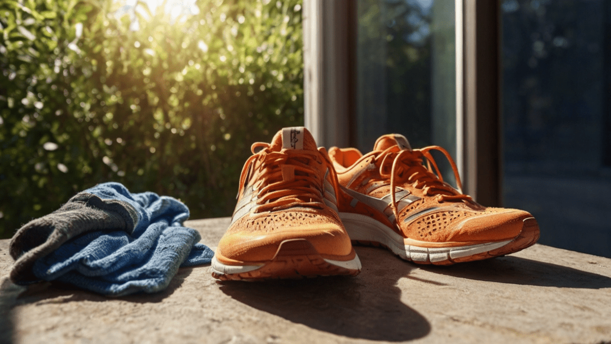 シューズを天日干し